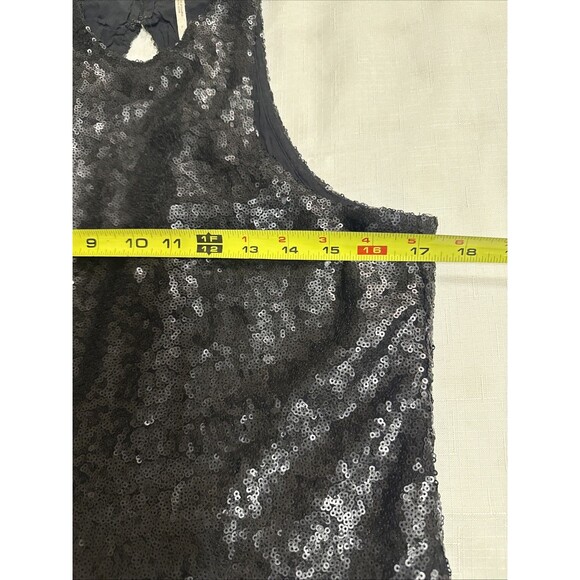 (C1) Free People black sequined mini dress, flared and lined, women's size XS - Picture 5 of 13